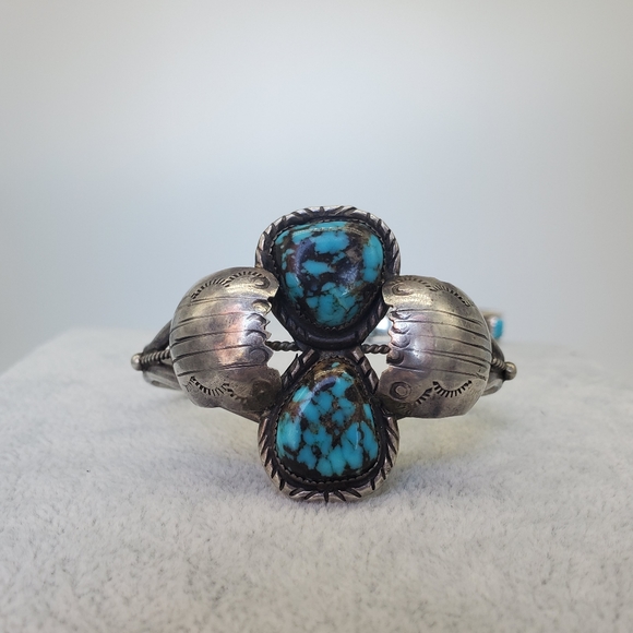 Rare Antique all natural Roysten/Cerrillios Turquoise Sterling Necklace. - Picture 15 of 15